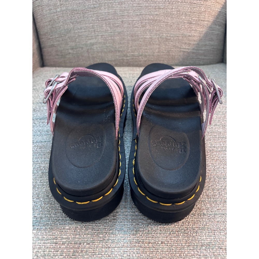 Dr. Martens Blaire Slide Pink Leather Platform Sandals Womens 6 Buckle Straps - Picture 5 of 9